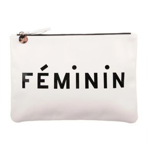 Clare V Flat White Leather Clutch